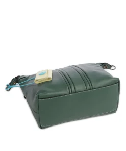 Stripes Funny Umhängetasche genarbtes Kalbsleder grün