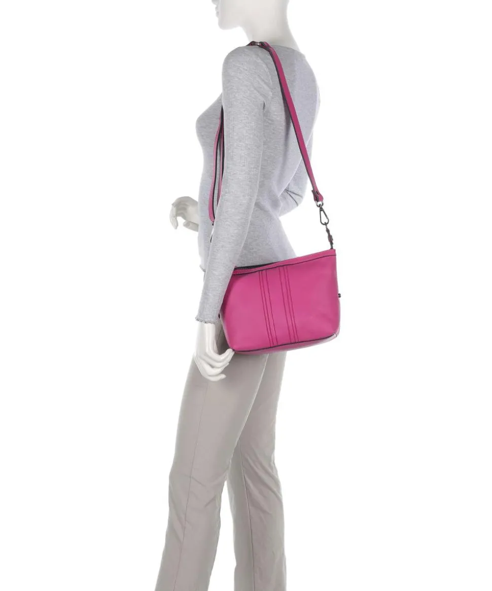 Stripes Funny Umhängetasche genarbtes Kalbsleder pink