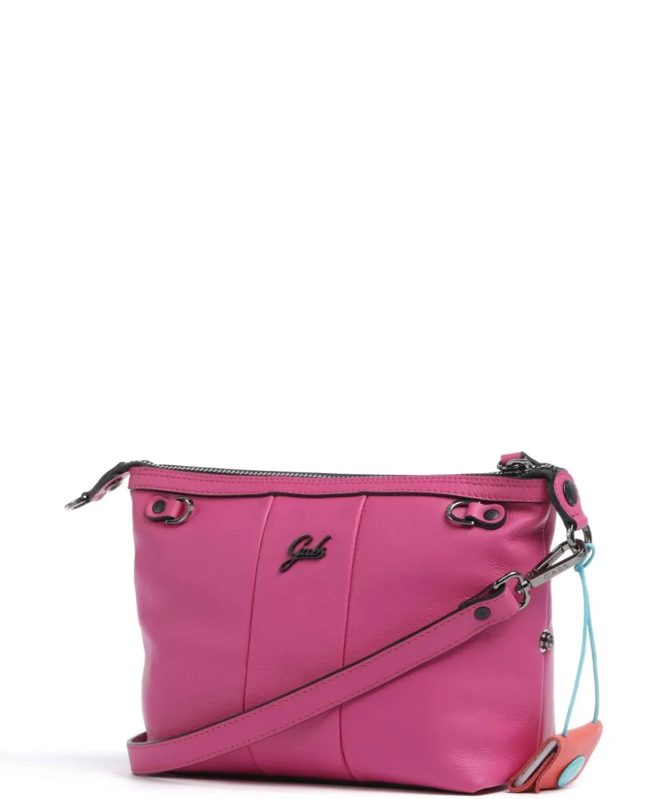 Stripes Funny Umhängetasche genarbtes Kalbsleder pink