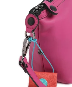 Stripes Funny Umhängetasche genarbtes Kalbsleder pink