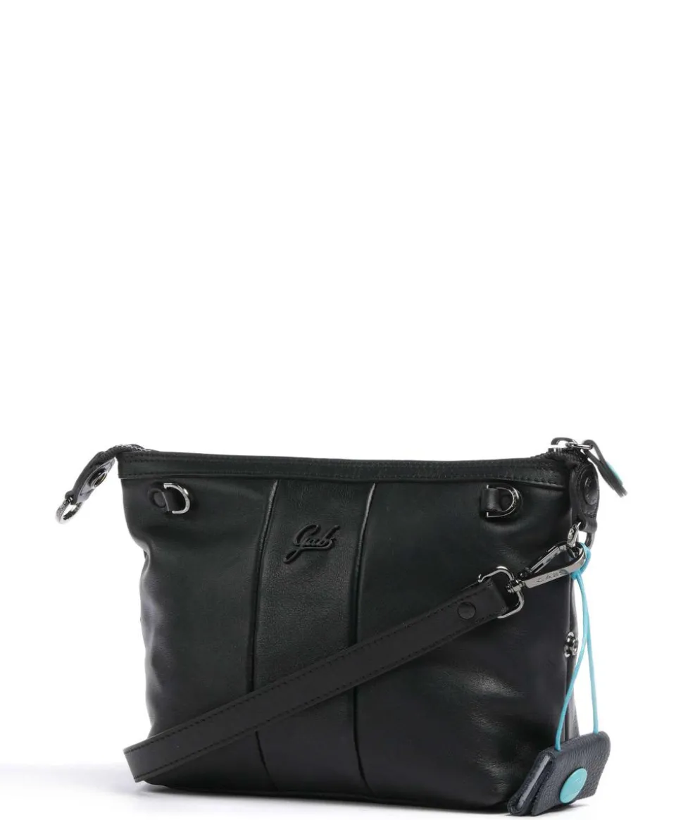 Stripes Funny Umhängetasche genarbtes Kalbsleder schwarz