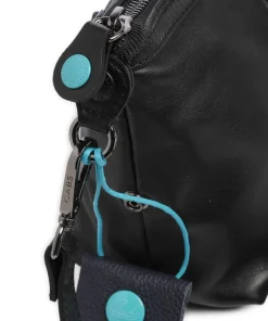 Stripes Funny Umhängetasche genarbtes Kalbsleder schwarz