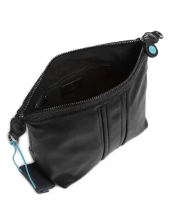 Stripes Funny Umhängetasche genarbtes Kalbsleder schwarz