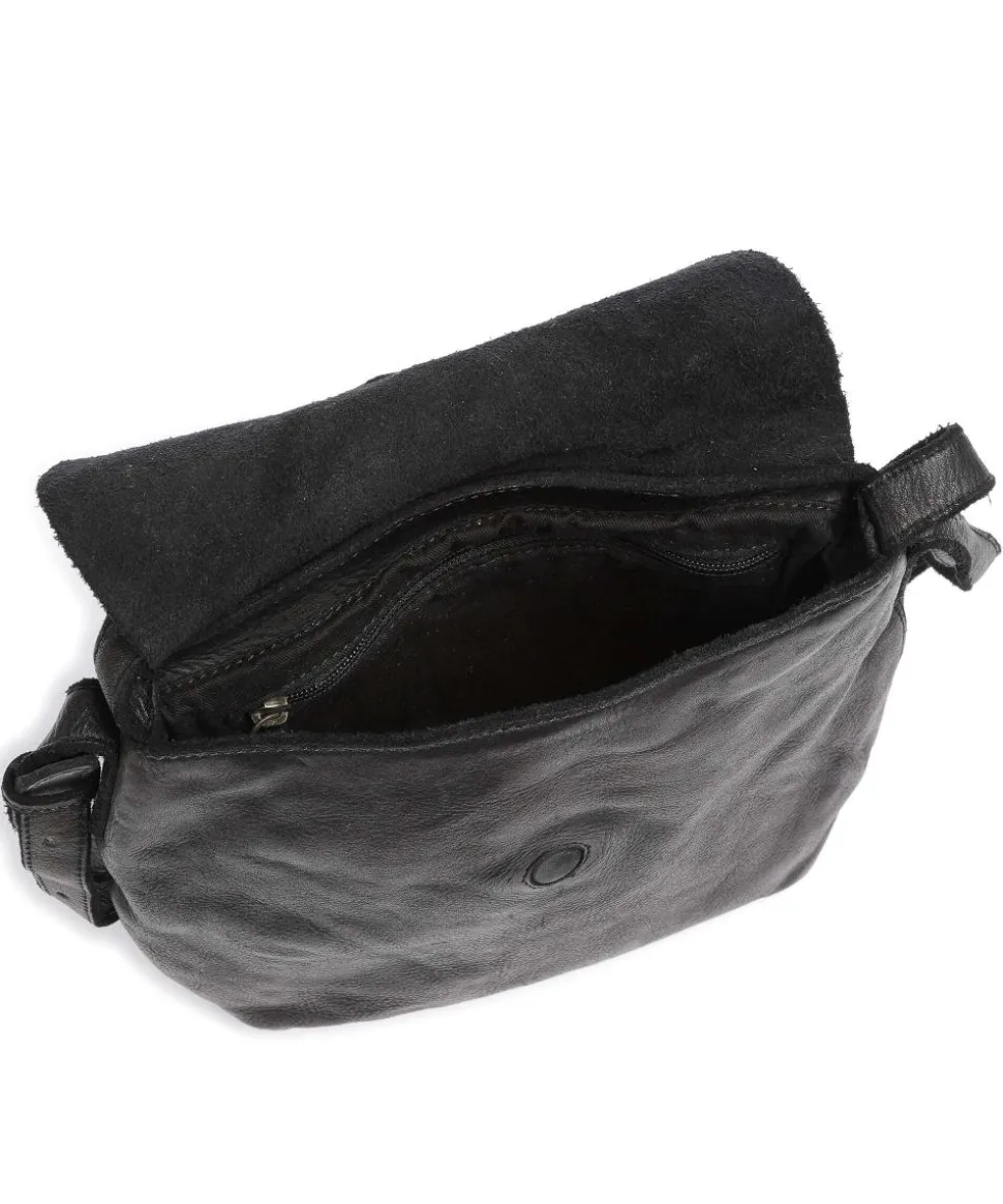 Submarine Schultertasche genarbtes Rindsleder schwarz