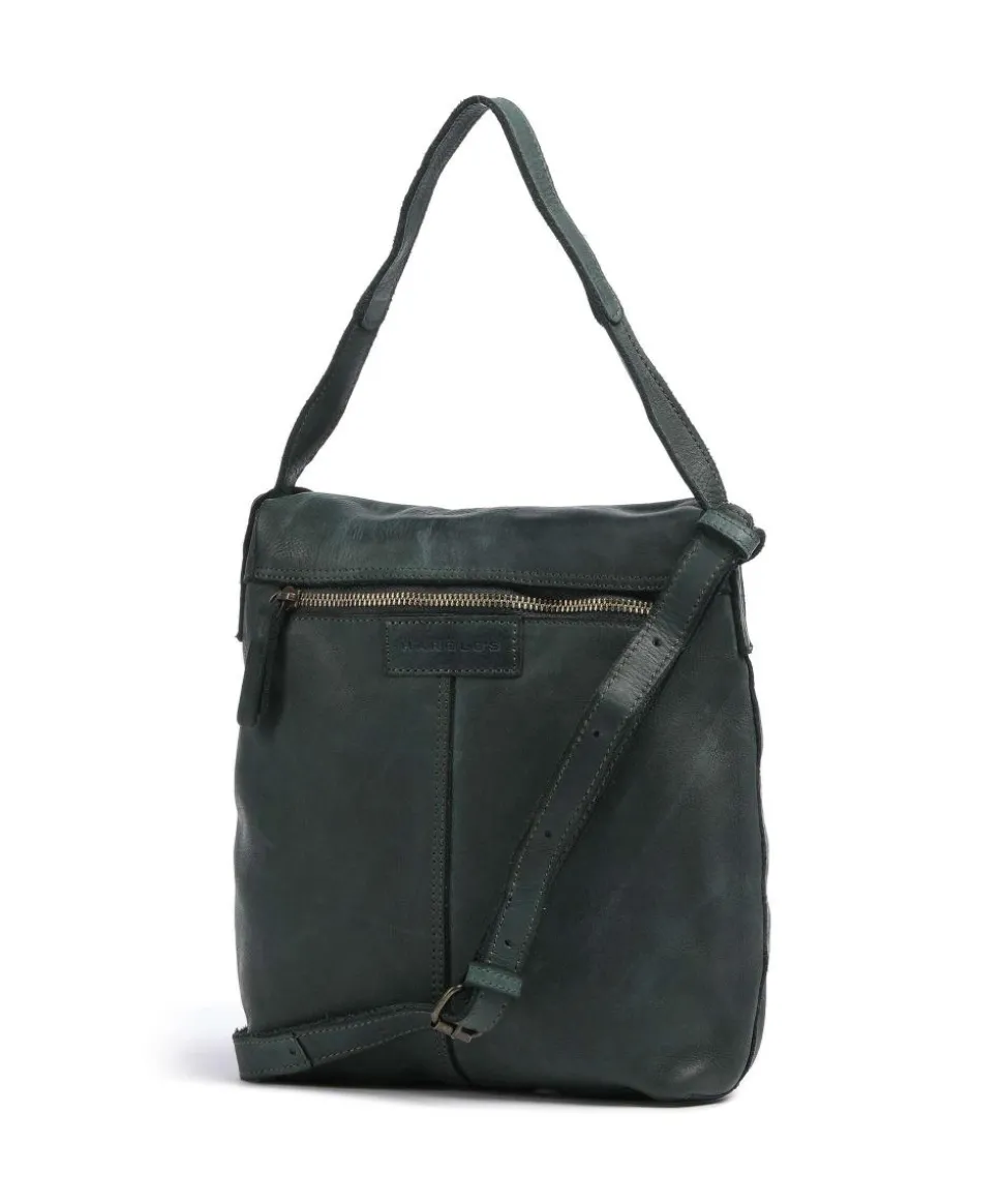 Submarine Schultertasche genarbtes Rindsleder dunkelgrün