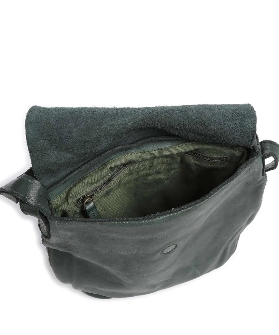 Submarine Schultertasche genarbtes Rindsleder dunkelgrün
