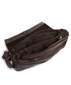 Submarine Schultertasche fein genarbtes Rindsleder dunkelbraun