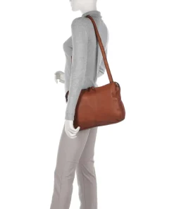 Submarine Schultertasche genarbtes Rindsleder cognac