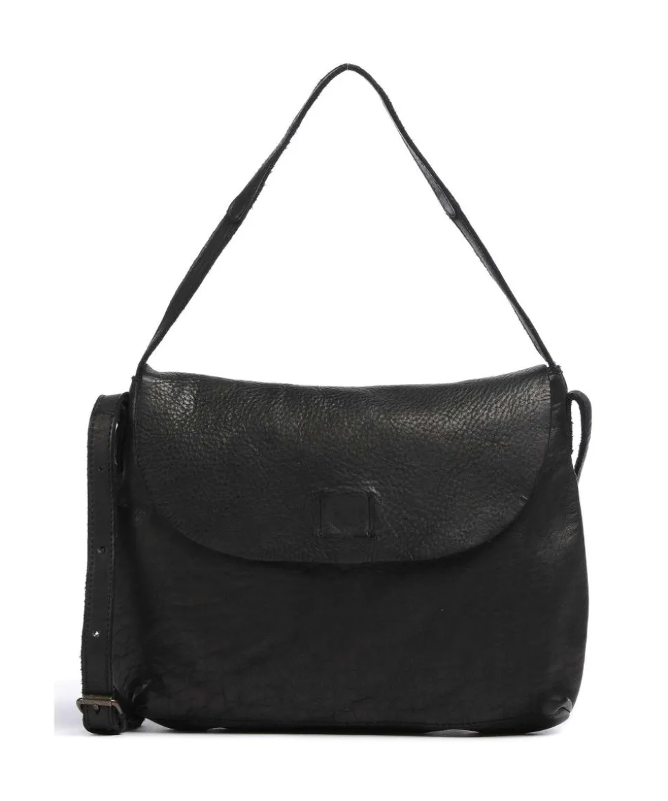 Submarine Schultertasche genarbtes Rindsleder schwarz