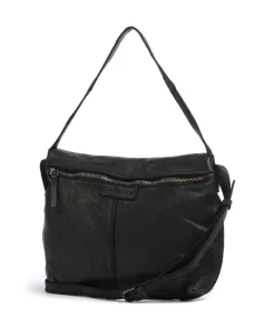 Submarine Schultertasche genarbtes Rindsleder schwarz