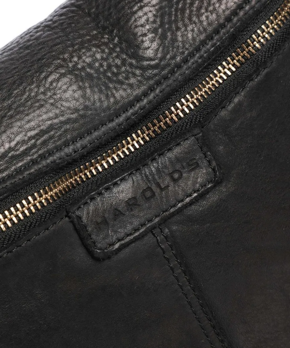 Submarine Schultertasche genarbtes Rindsleder schwarz