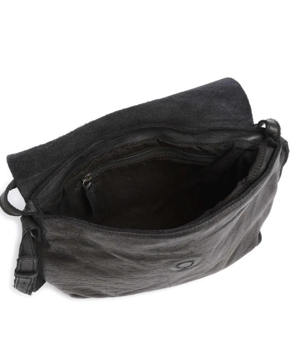 Submarine Schultertasche genarbtes Rindsleder schwarz