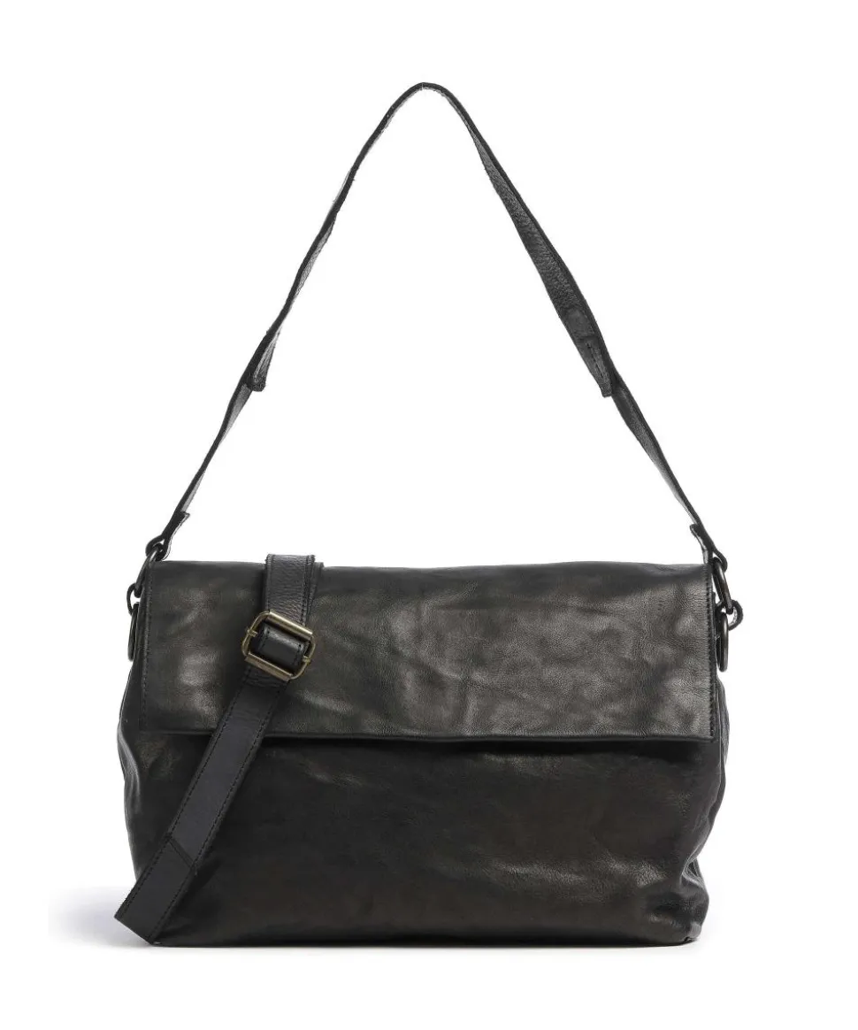 Submarine Schultertasche Rindsleder schwarz