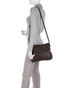Submarine Schultertasche genarbtes Rindsleder dunkelbraun