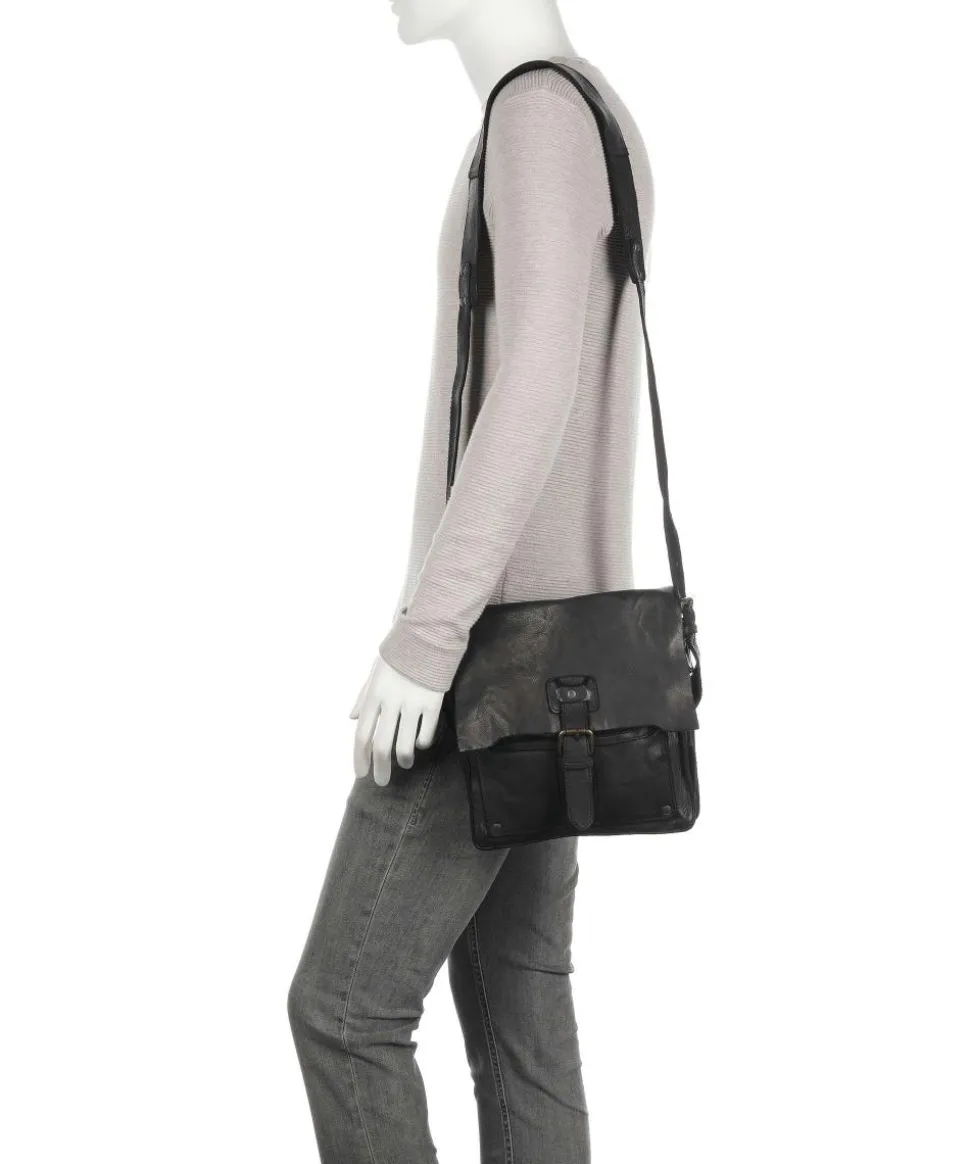 Submarine Umhängetasche fein genarbtes Rindsleder schwarz