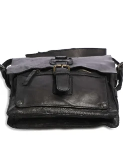 Submarine Umhängetasche fein genarbtes Rindsleder schwarz