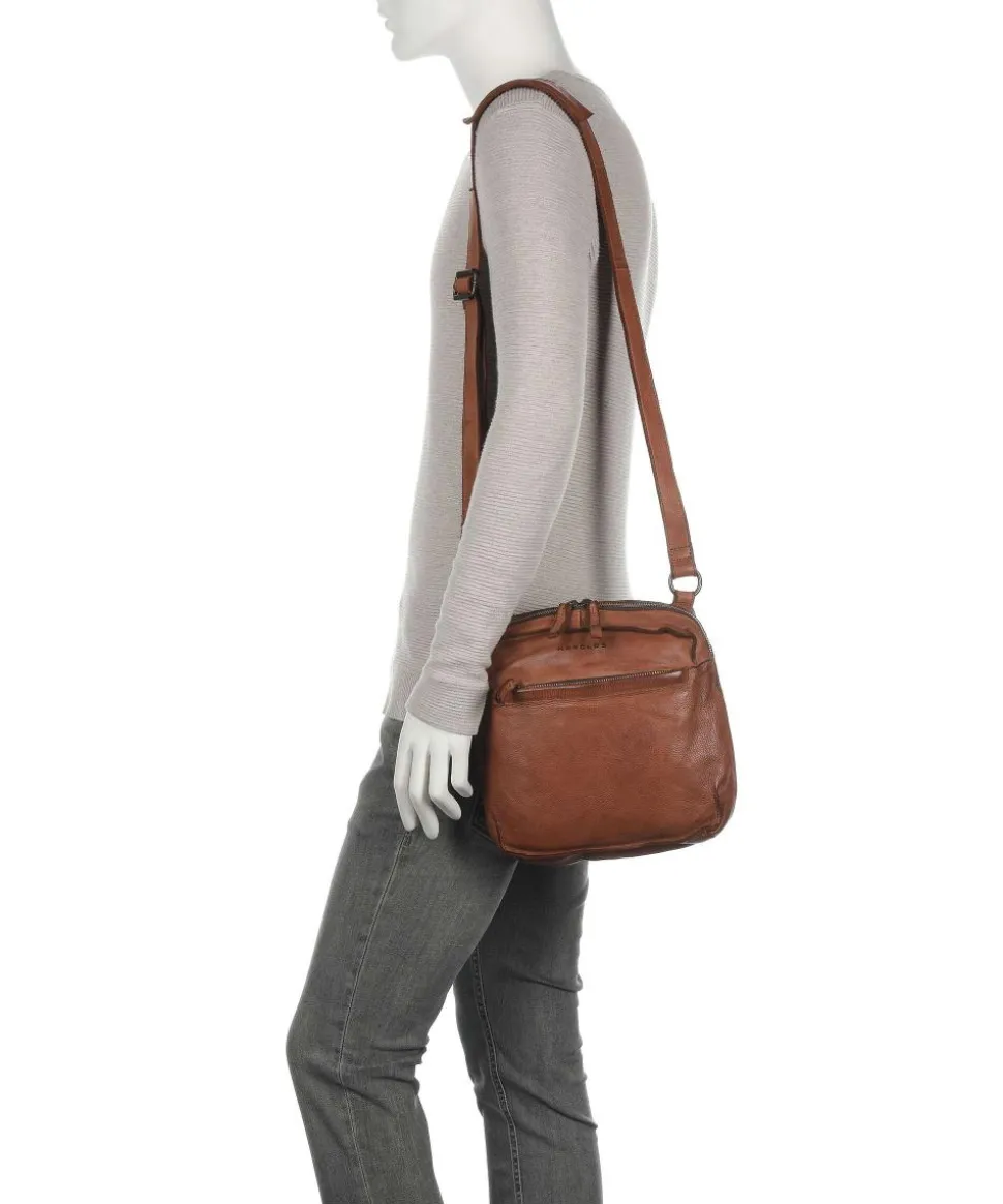 Submarine Umhängetasche genarbtes Leder cognac