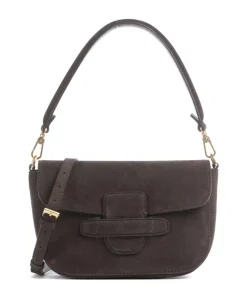 Suede Camilla Schultertasche aufgerautes Leder dunkelbraun