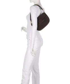 Suede Camilla Schultertasche aufgerautes Leder dunkelbraun