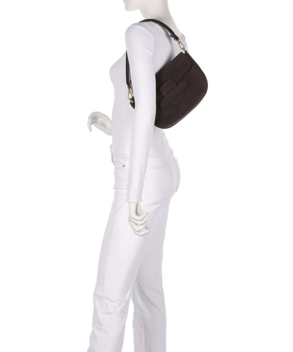 Suede Camilla Schultertasche aufgerautes Leder dunkelbraun