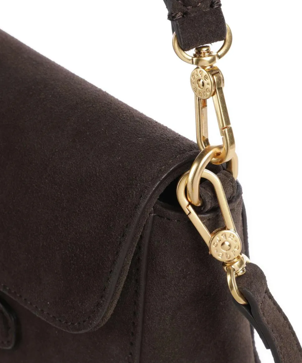 Suede Camilla Schultertasche aufgerautes Leder dunkelbraun