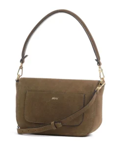 Suede Camilla Schultertasche aufgerautes Leder olivgrün