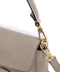 Suede Camilla Schultertasche aufgerautes Leder beige