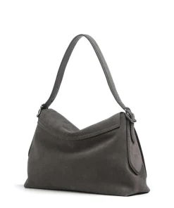 Suede Carina Beuteltasche aufgerautes Leder dunkelgrau