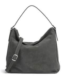 Suede Carina Beuteltasche aufgerautes Leder dunkelgrau