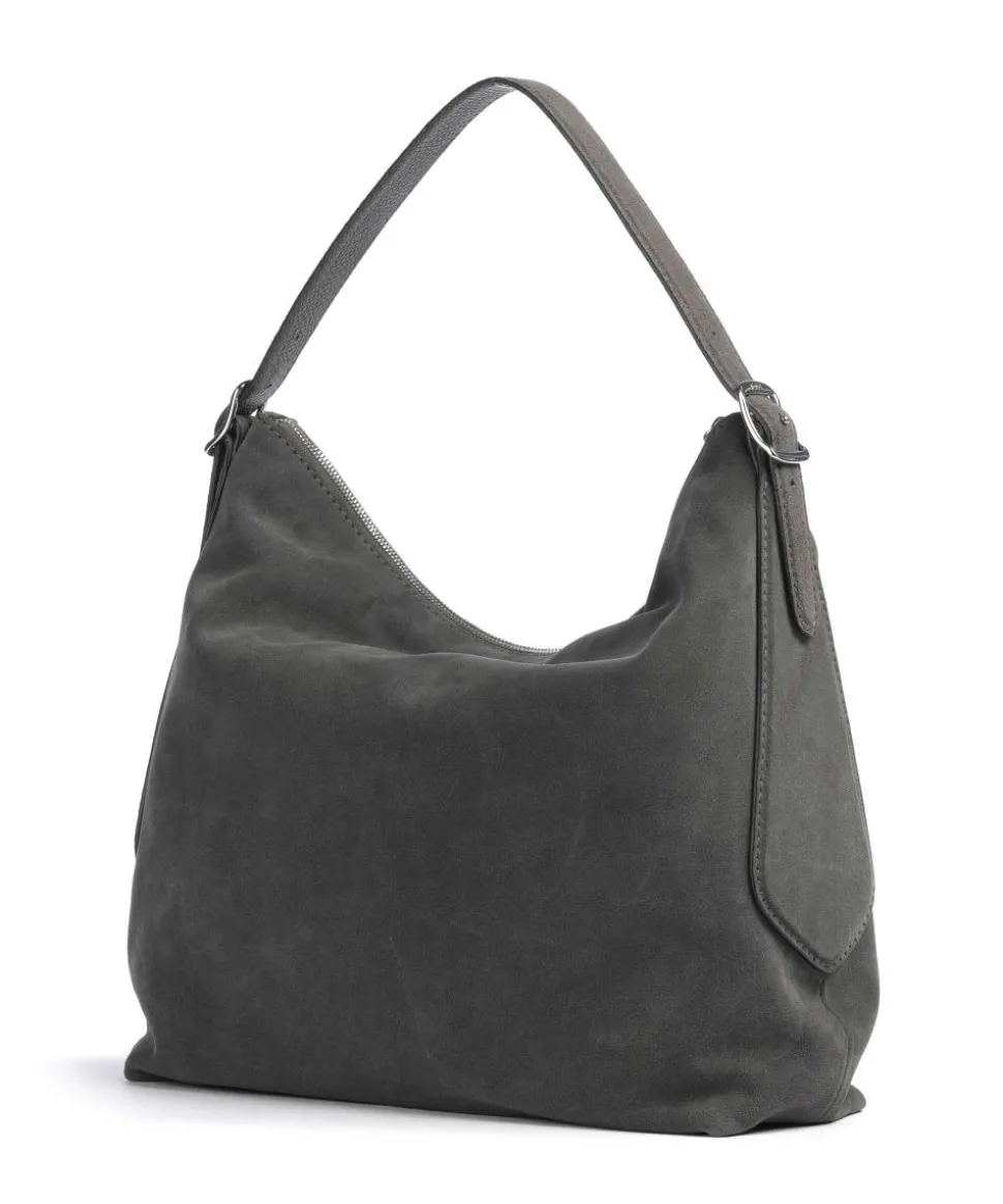 Suede Carina Beuteltasche aufgerautes Leder dunkelgrau