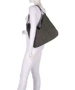 Suede Carina Beuteltasche aufgerautes Leder dunkelgrau