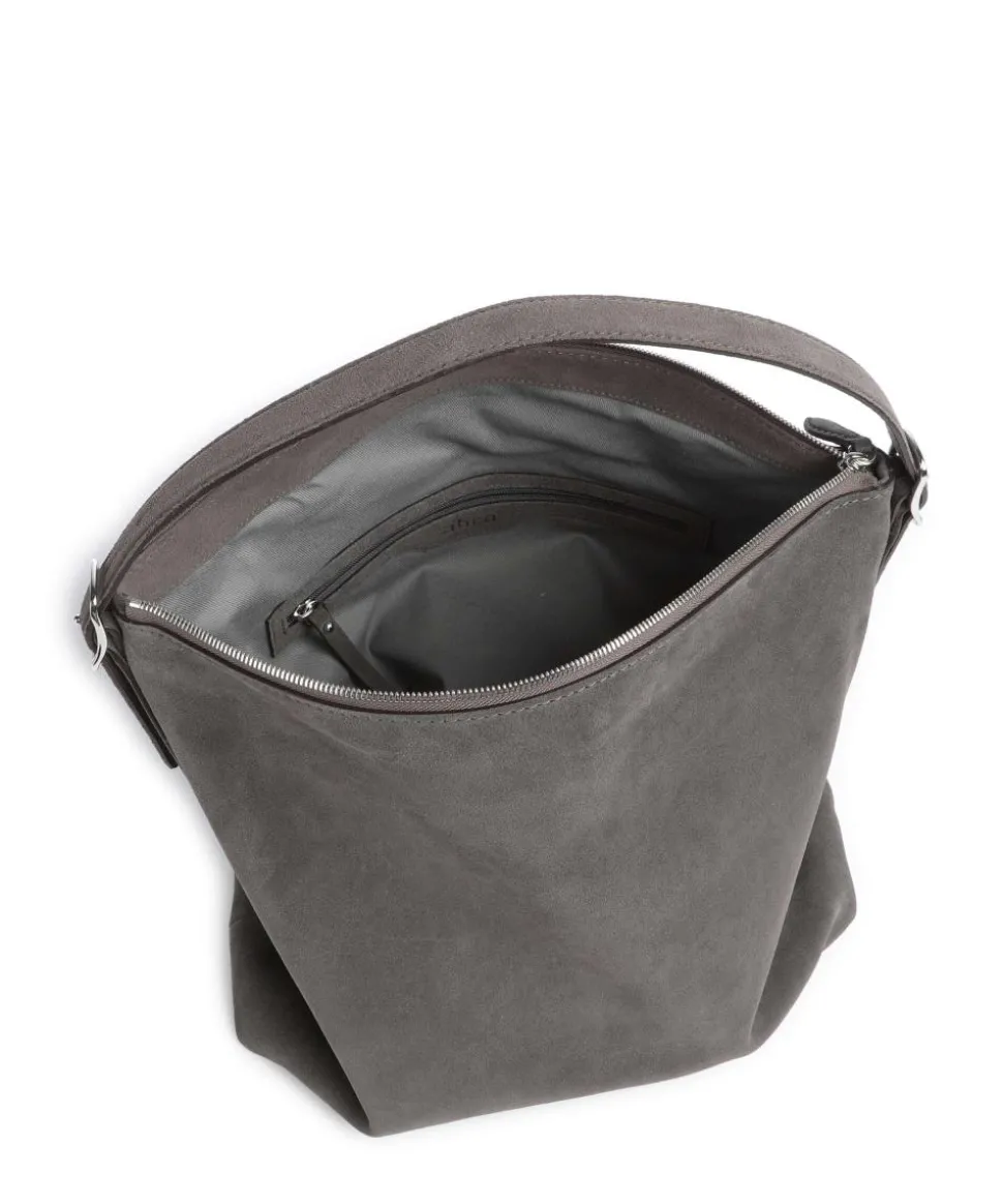 Suede Carina Beuteltasche aufgerautes Leder dunkelgrau