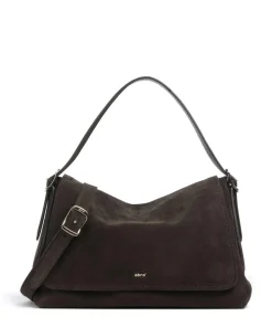 Suede Carina Beuteltasche aufgerautes Leder dunkelbraun