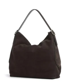 Suede Carina Beuteltasche aufgerautes Leder dunkelbraun