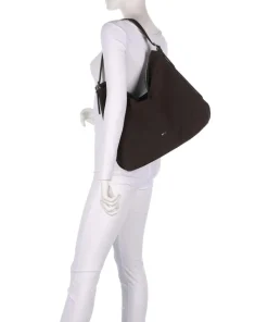 Suede Carina Beuteltasche aufgerautes Leder dunkelbraun