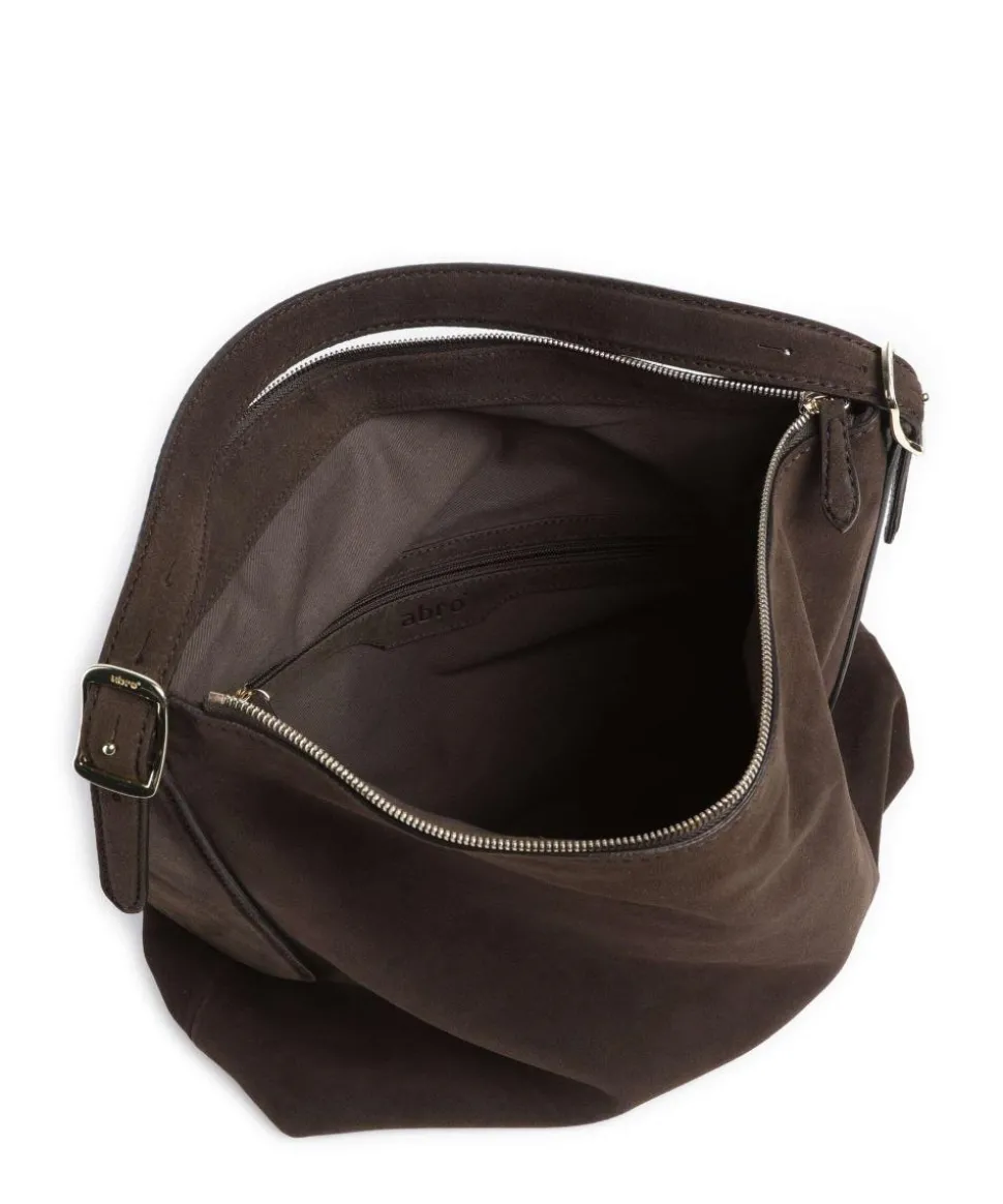 Suede Carina Beuteltasche aufgerautes Leder dunkelbraun