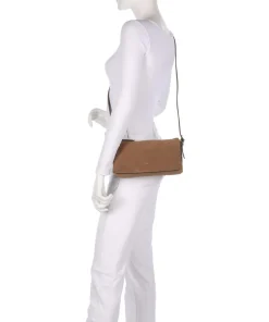 Suede Carina Schultertasche aufgerautes Leder camel