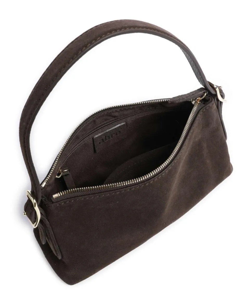 Suede Carina Schultertasche aufgerautes Leder dunkelbraun