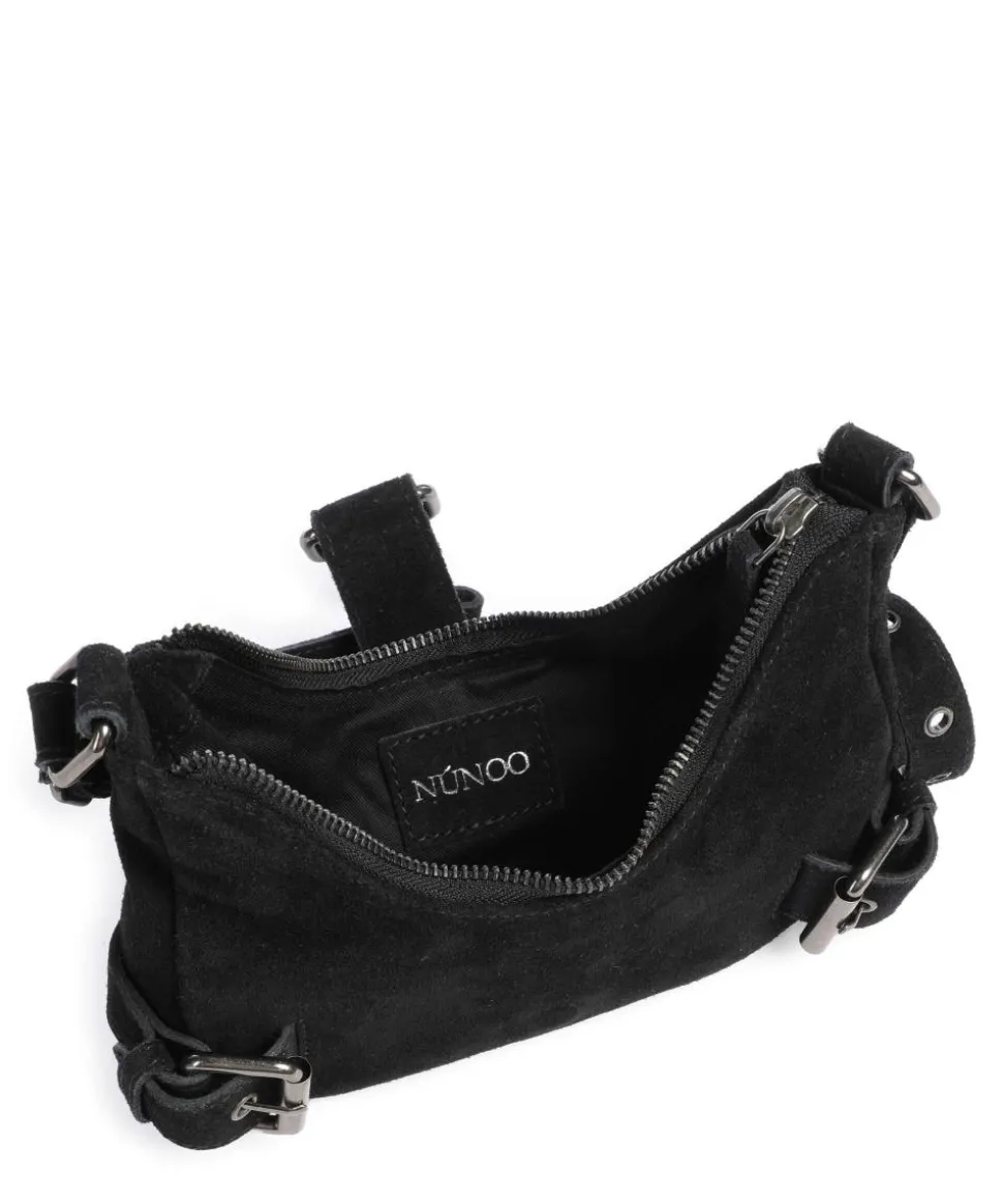 Suede Palma Schultertasche aufgerautes Leder schwarz