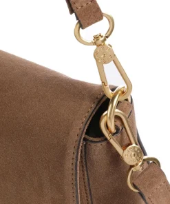 Suede Temi Schultertasche aufgerautes Leder camel
