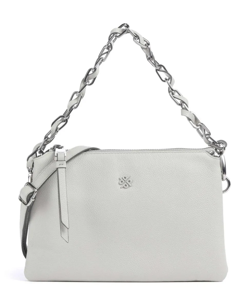 Sugar Pop Schultertasche genarbtes Rindsleder hellgrau