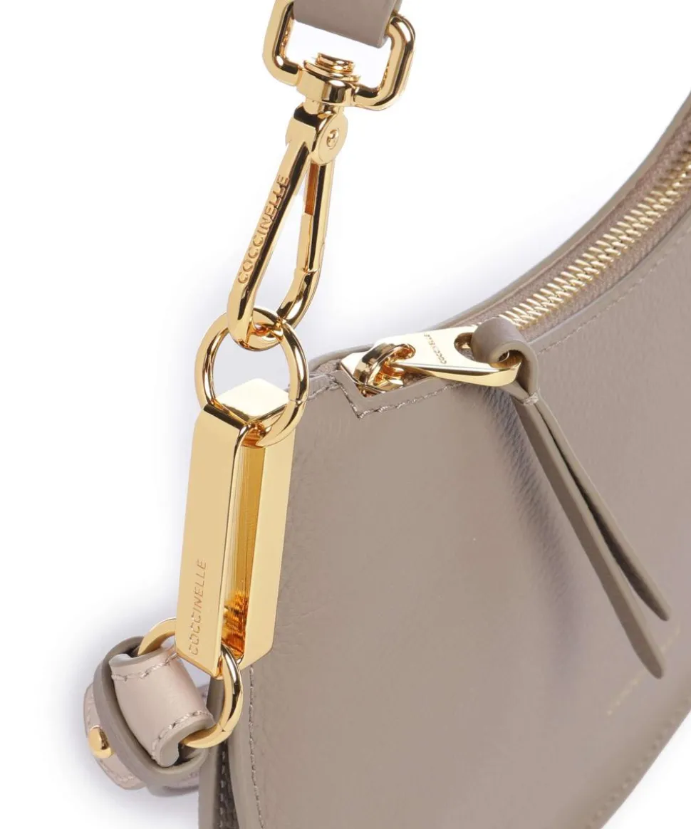 Sunup Schultertasche genarbtes Rindsleder taupe