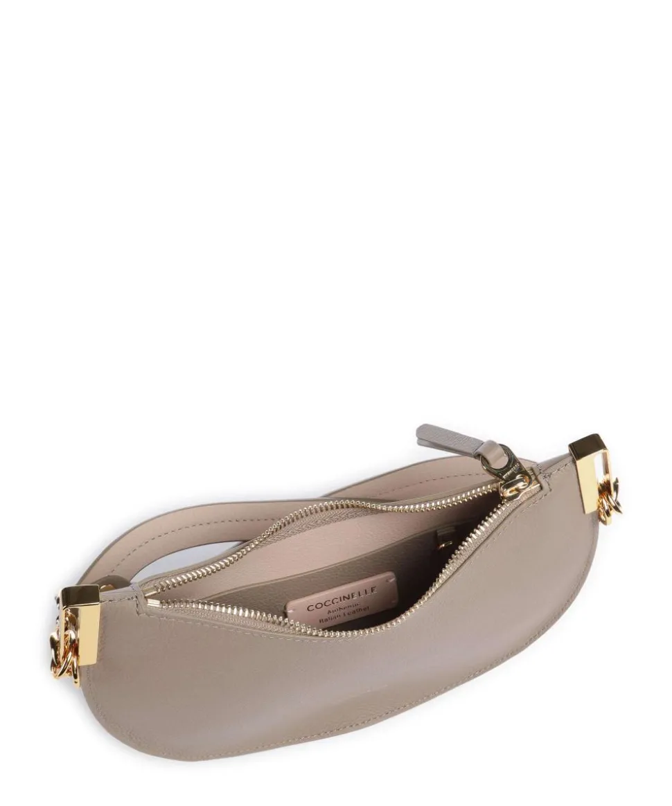 Sunup Schultertasche genarbtes Rindsleder taupe