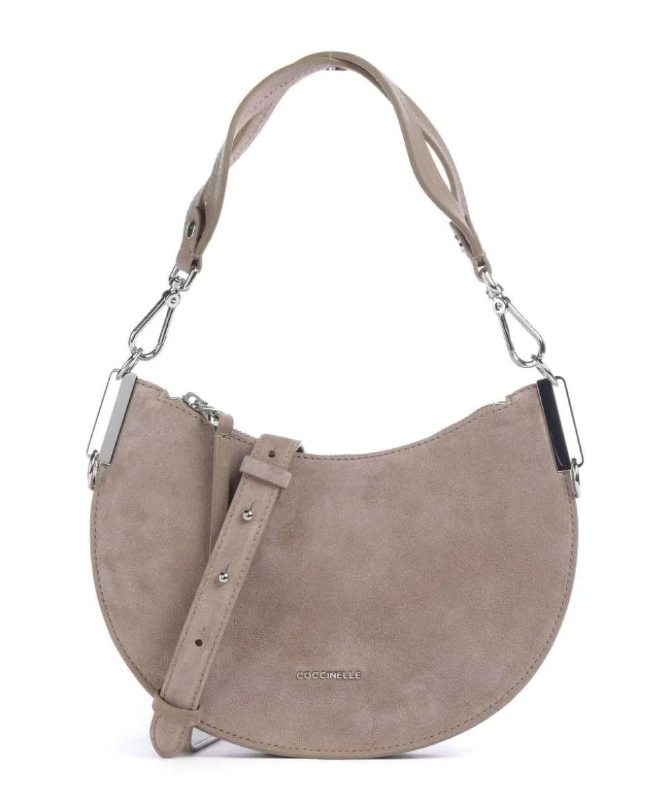 Sunup Suede Schultertasche aufgerautes Rindsleder taupe