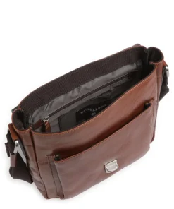 Swiss Cottage Clint Umhängetasche genarbtes Leder cognac