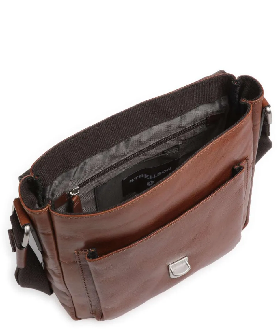 Swiss Cottage Clint Umhängetasche genarbtes Leder cognac