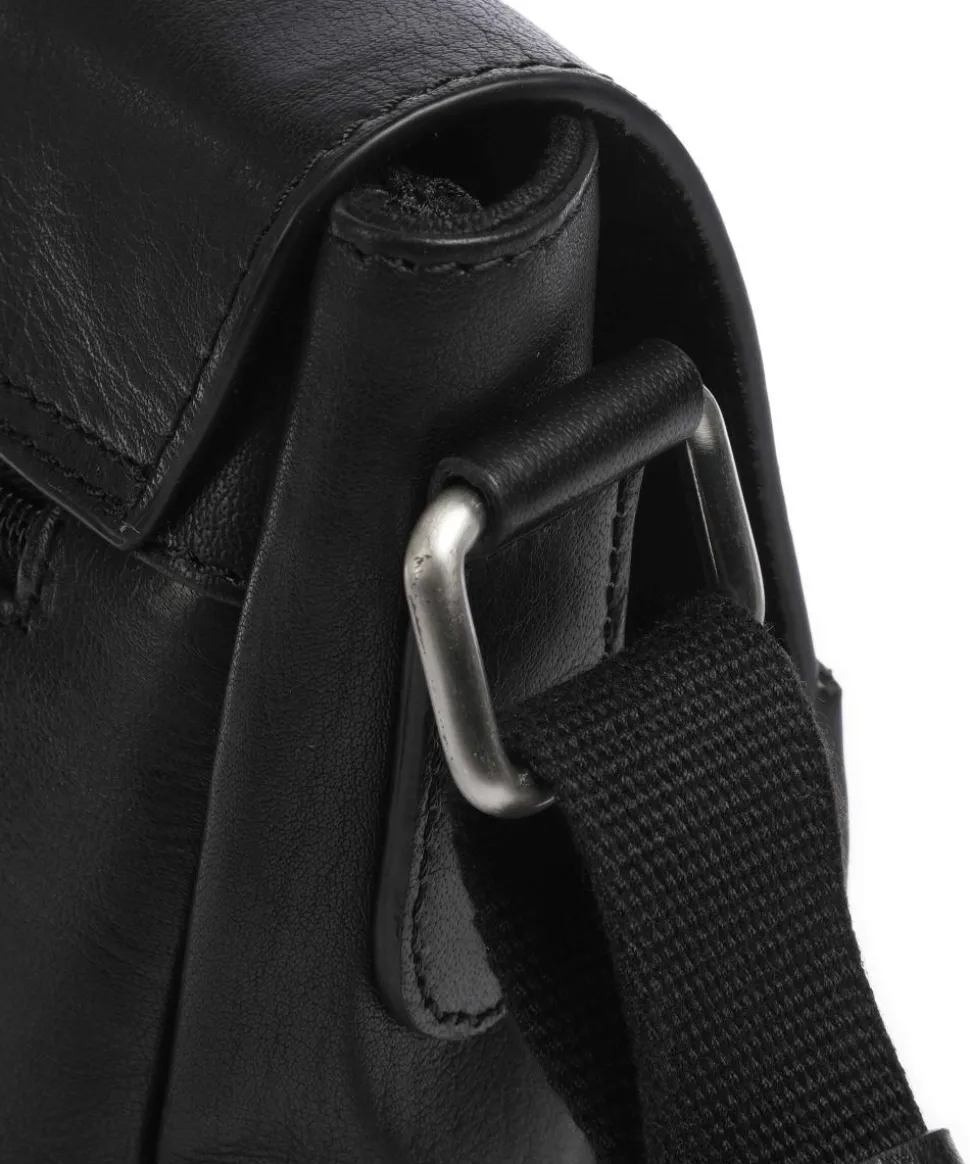 Swiss Cottage Clint Umhängetasche genarbtes Leder schwarz