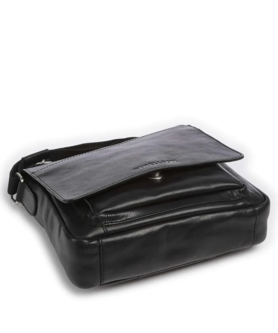 Swiss Cottage Clint Umhängetasche genarbtes Leder schwarz