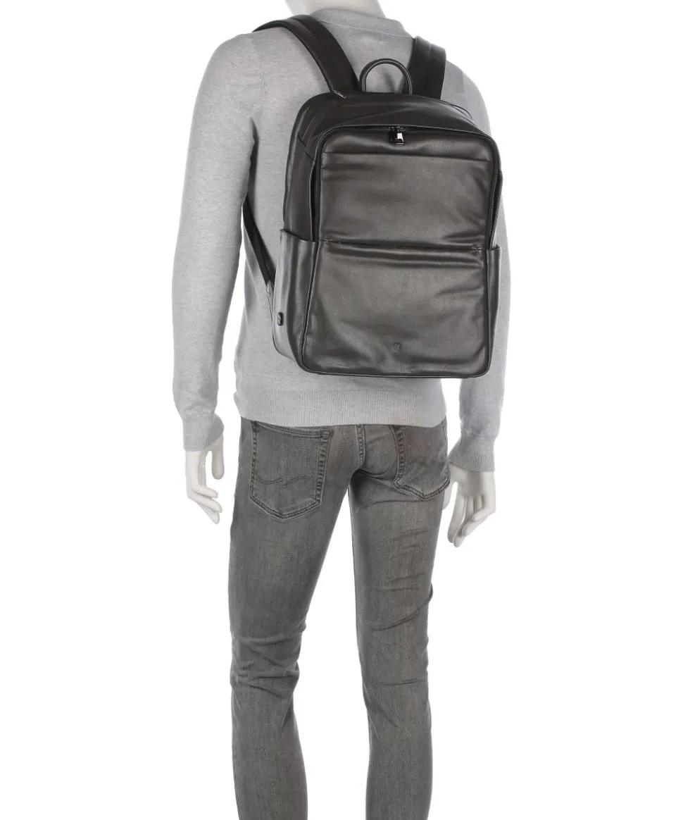 Sydney Laptop-Rucksack 15″ genarbtes Kalbsleder dunkelgrau