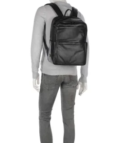 Sydney Laptop-Rucksack 15″ genarbtes Kalbsleder schwarz